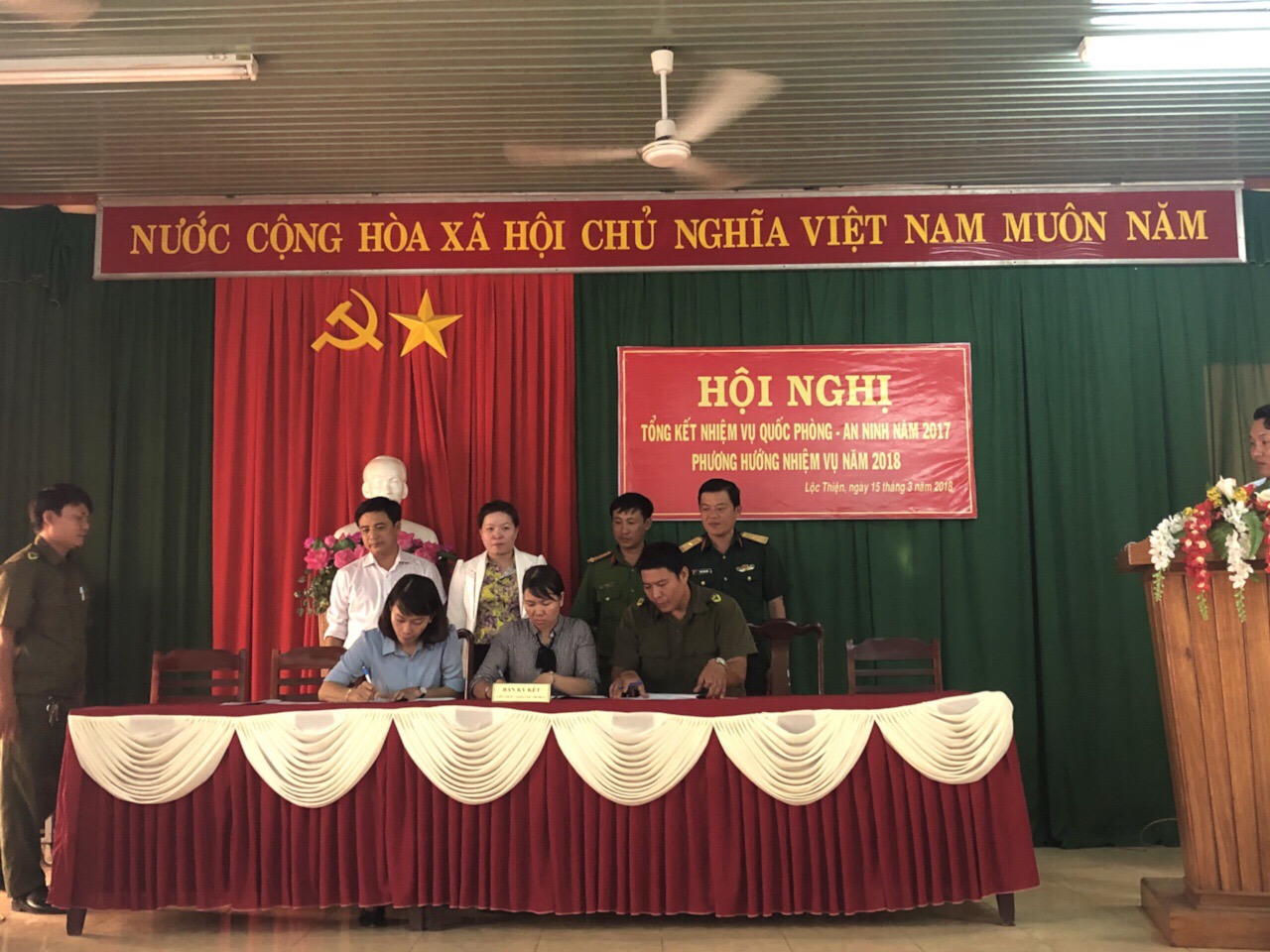 Lộc Thiện tổ chức hội nghị tổng kết nhiệm vụ quốc phòng an ninh năm 2017